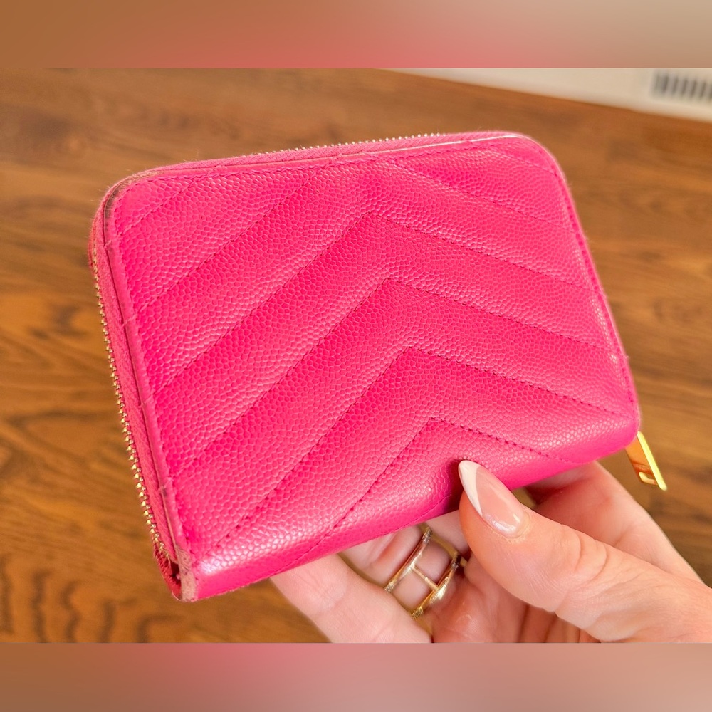 Fuschia Pink Leather YSL Wallet - Picture 4 of 10
